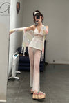 SWAYING/KNIT Flared Pants SW212XZ48 White PS26